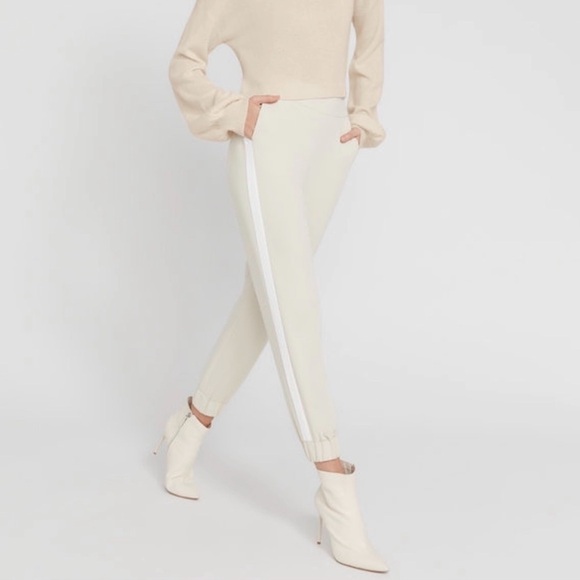 Alice + Olivia | Pete Jogger Pants Side Stripe Cream Pockets NWT Large - Picture 5 of 12